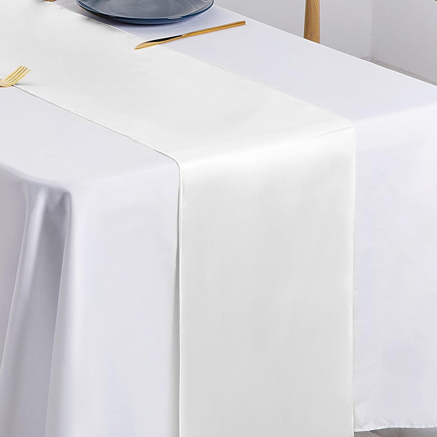 SiinvdaBZX 4 Pcs Royal Blue Satin Table Runner 12 x 108 inches Long, Bright Smooth Satin Wedding Table Runner Decorations for Birthday Parties, Buffet, Banquets, Graduations, Engagements
