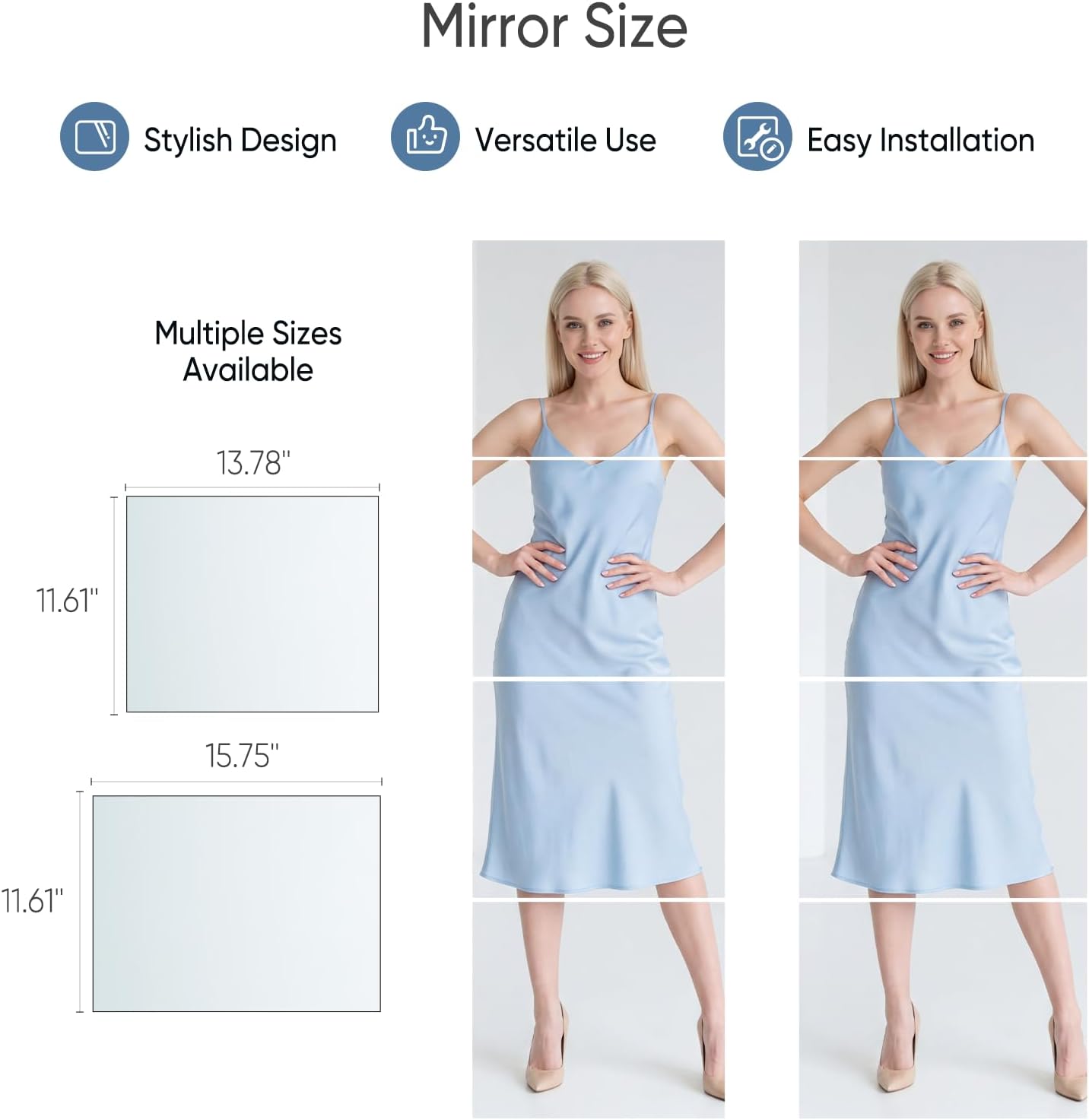 DUMOS Wall Mirror 16" x 32", Set of 2 Rectangle Window Pane Decorative Mirrors, Metal Framed Wall Mounted Mirror for Bathroom, Bedroom, Entryway