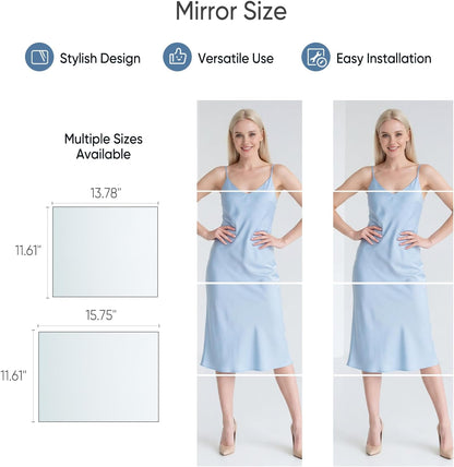 DUMOS Wall Mirror 16" x 32", Set of 2 Rectangle Window Pane Decorative Mirrors, Metal Framed Wall Mounted Mirror for Bathroom, Bedroom, Entryway