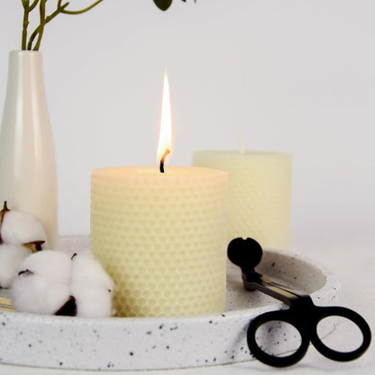 White Roll 2packs Bee swaxs Pillar Candles,Honeycamb Pillar Candle Set of 2 - Dripless and Smokeless,Approx 30 Hours Hurn for Home Decor,Party Wedding, Dinner