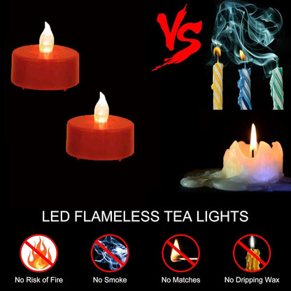Battery Operated LED Tea Lights: 24PACK Flameless Votive Candles Lamp Realistic and Bright Flickering Holiday Gift Long Lasting 200Hours for Seasonal & Festival Celebration Warm White