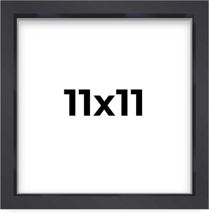 14x14 Shadow Box Black | 3/4" Depth of Usable Space | Solid Wood Pine | Includes UV Resistant Acrylic Plexiglass, Acid-Free Backing & Hanging Hardware | Made to Order in USA - Colors E