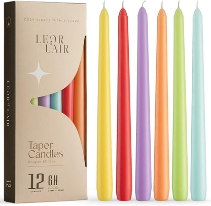 Leor & Lair Spring Taper Candles - 6 Pack - 10" Decorative Spring Candle Sticks with 6 Hour Burn Time - Easter Candlesticks for Easter Decor, Summer, Birthday Party & Celebrations