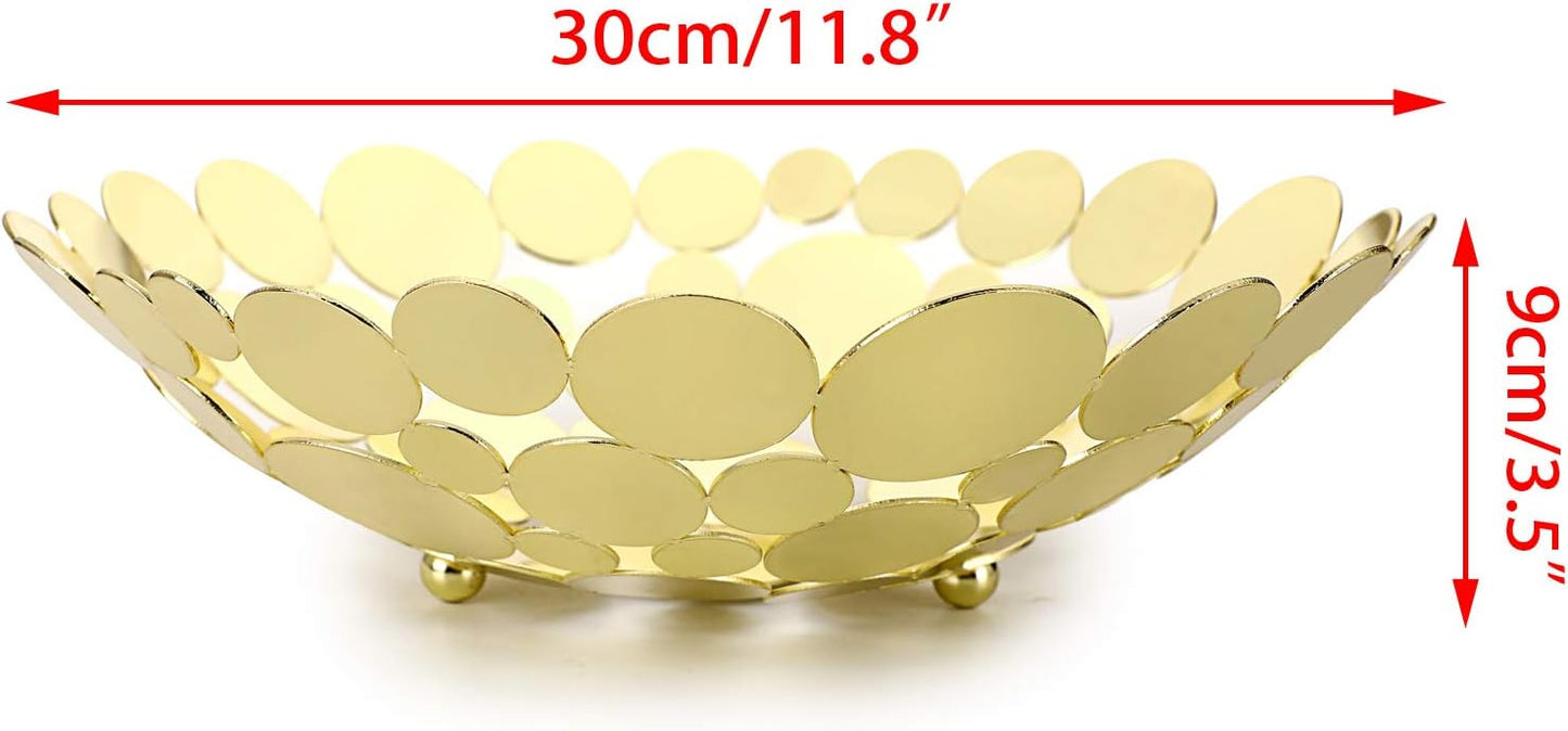 OwnMy Metal Fruit Bowl Basket Creative Table Centerpiece Fruit Stand Decorative Countertop Fruit Holder for Kitchen Counter, Iron Large Fruit Plate Round Storage Tray for Bread Snacks Candy (Black)