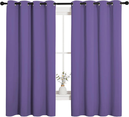 NICETOWN Halloween Pitch Black Solid Thermal Insulated Grommet Blackout Curtains/Drapes for Bedroom Window (2 Panels, 42 inches Wide by 63 inches Long, Black) - Colors D