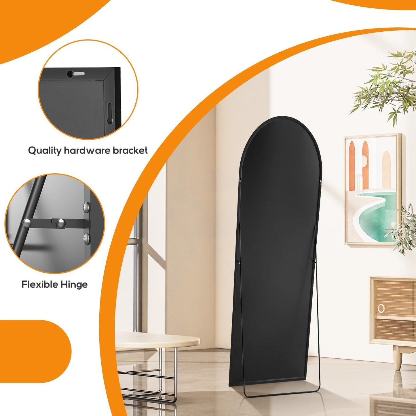 Mirror Full Length, Upgraded 16"x59" Body Wall Mirrors with Shatter-Proof Glass, Floor Standing, Hanging or Leaning, Tall Mirror with Stand Aluminum Alloy Frame for Bedroom Cloakroom