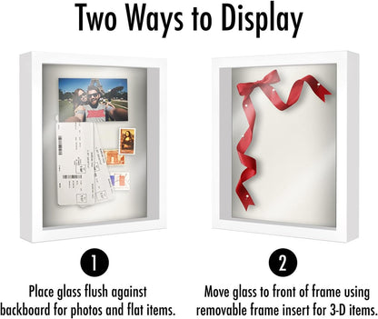 Americanflat 12x16 Shadow Box Frame with Polished Plexiglass - Silhouette Collection - Large Shadow Box Display Case for Tabletop and Wall Display - Black with Soft Felt Back