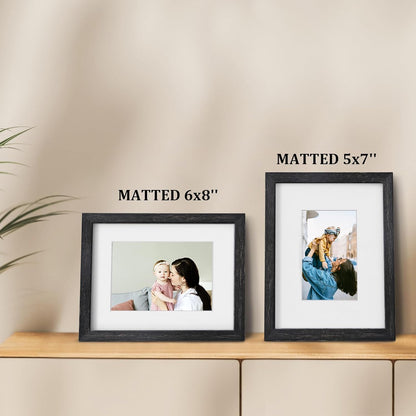 Egofine 12x16 Picture Frame Black, Covered by Plexiglass Made of Solid Wood, Display Pictures 9x12 and 11x14 with Mat or 12x16 Without Mat, for Wall Mounting Photo Frame - Colors A
