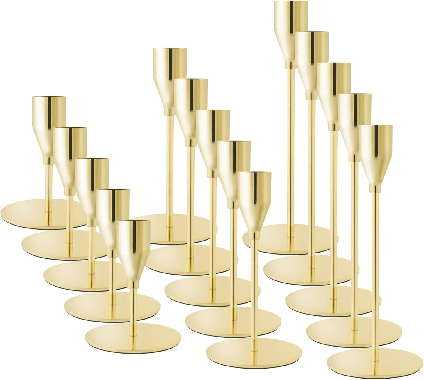 French Gold Taper Candle Holders for Wedding Table Centerpiece,Tall Taper Candlestick Holders Bulk Set of 6,Metal Candle Stick Holders for Dinning or Mantel Centerpiece,Party Home Decor