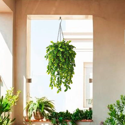 ZFProcess Artificial Faux Hanging Plants Basket for Spring Summer Outdoor Decoration, Fake Eucalyptus Plant UV Resistant Look Real for Outside Porch Home Patio Balcony Yard(Eucalyptus)