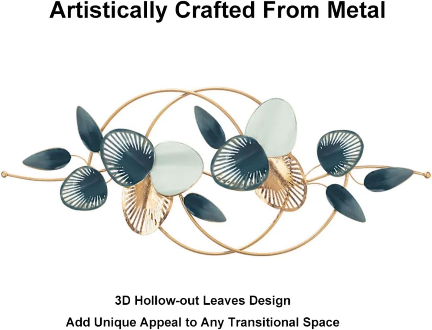 homary Large Metal Wall Art – 47.2" Modern 3D Abstract Geometric Overlapping Design, Iron Wall Decor for Living Room, Dining Room, Office