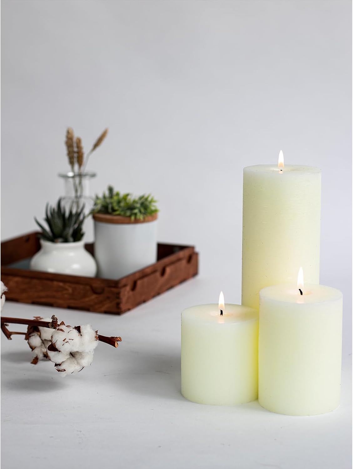 CANDWAX 3x4 inch Pillar Candles Set of 3 – Unscented Dripless Rustic Dark Blue Candles for Room Decor, Weddings, Centerpieces