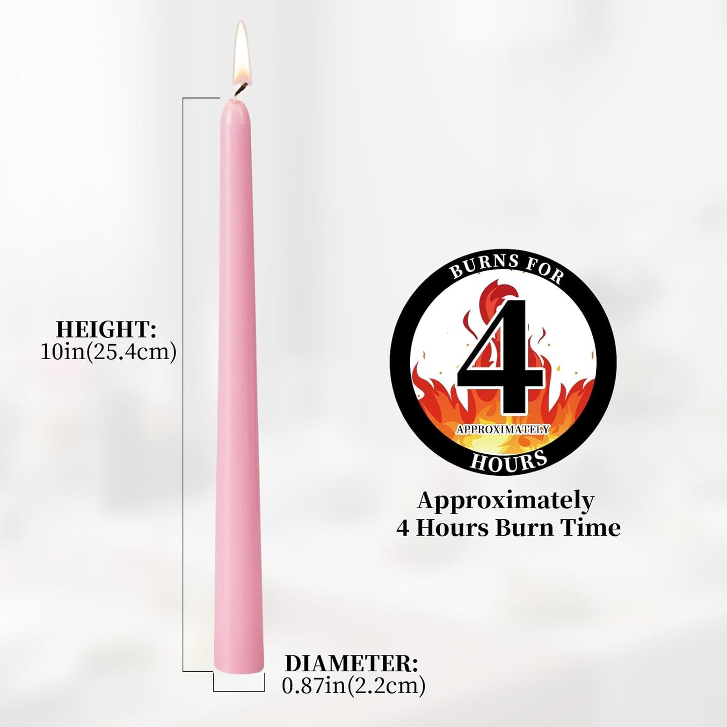 KONNI 0.87×10 Inch Ivory Taper Candles, Unscented and Smokeless Tall Candlesticks, 10 Pack Tapered Candles with Cotton Wicks, Long Burning, Ideal for Weddings, Dinner Parties, and Home Décor