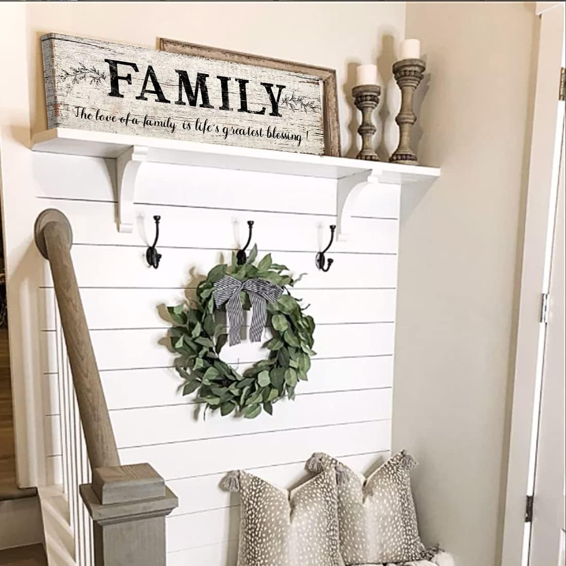 Quotes Wall Decor Enjoy the Little Things Sign Family Wall Signs Canvas Prints Rustic Wooden Wall Art Wood Pictures for Living Room Bedroom Office Home Decor, 6 X 17 Inch Framed