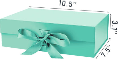 DaiJoob Gift Box with Lid for Presents 10.5x7.5x3.1 Inches with Ribbon and Magnetic Closure(1-Pack) (Black)