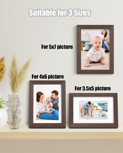 Egofine 8x10 Picture Frames Set of 4, Made of Solid Wood Covered by Plexiglass 4x6 and 5x7 with Mat or 8x10 without Mat, for Table Top Display and Wall Mounting Photo Frame Black