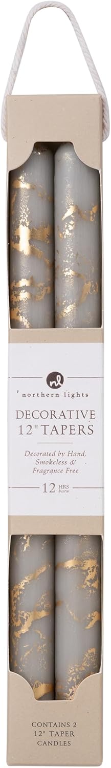 Premium Decorative Tapers - 12" 2PK - Terra Cotta w/Gold - 73301
