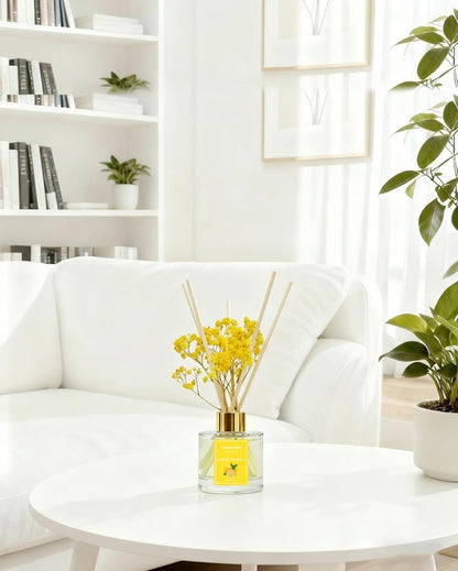 Reed Diffuser Set-Lemon Verbena Scent Fragrance Oil Diffuser with 6 Reed Sticks | Home & Bedroom Bathroom Decor,3.38 fl oz (100ml) (Lemon Verbena)