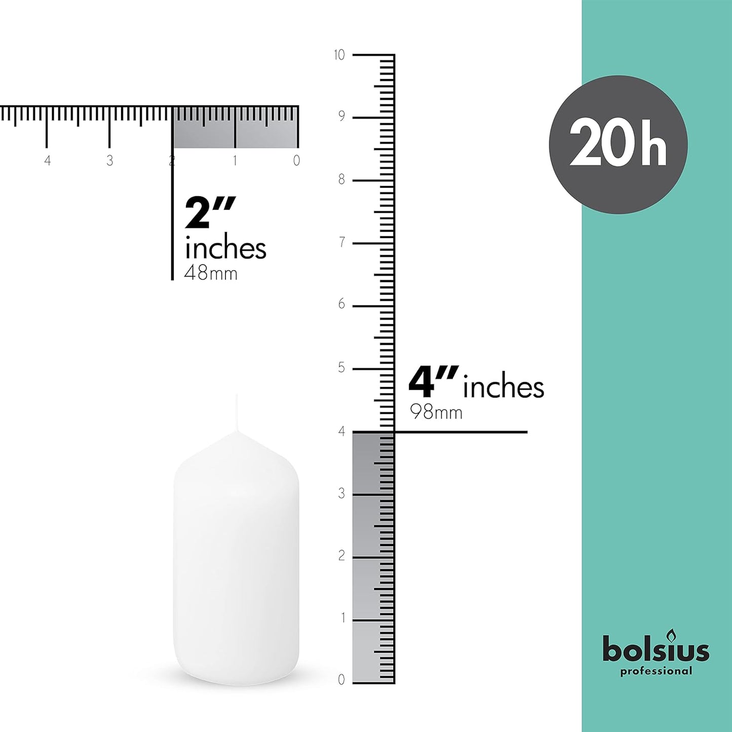 Bolsius White Pillar Candles – 2x6 Unscented Candle Set of 20 – Dripless, Smokeless, and Clean Burning Household Dinner Candles – Perfect for Weddings, Parties, Dinners – 20 Decorative Candles