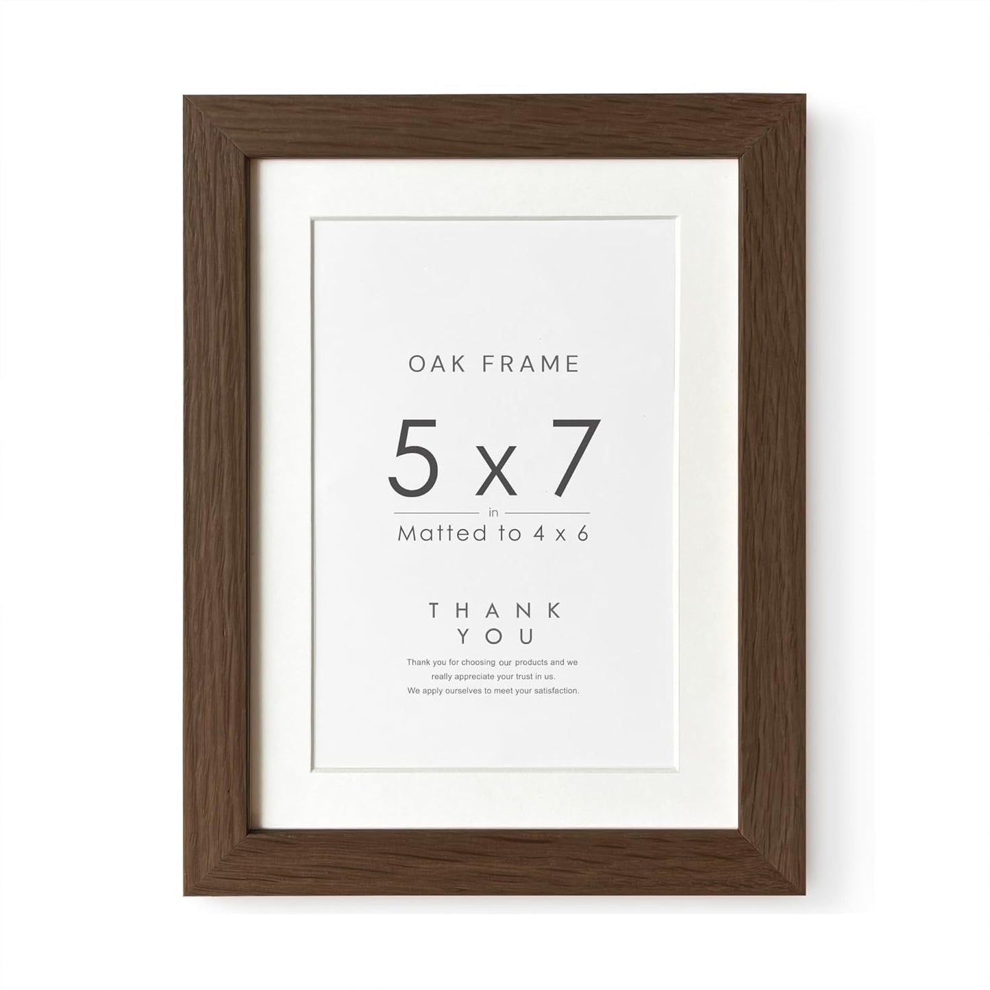 5x7 Picture Frame, Solid Oak Wood 5 x 7 Photo Frame with Mat to 4x6, 7x5 Picture Frames for Wall and Tabletop Display, (Walnut Set of 1)