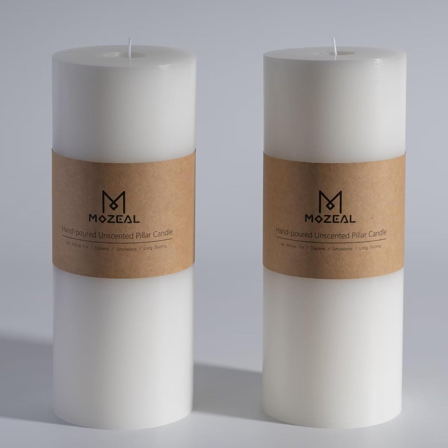 MOZEAL 3" x 4" Hand-Poured Unscented Candle,Dripless Pillar Candle Set of 3,Long Clean Burning,Approx 72 Hours Burn Time,Rustic Country Style,Wedding,Dinner,Christmas and Home Decor,White