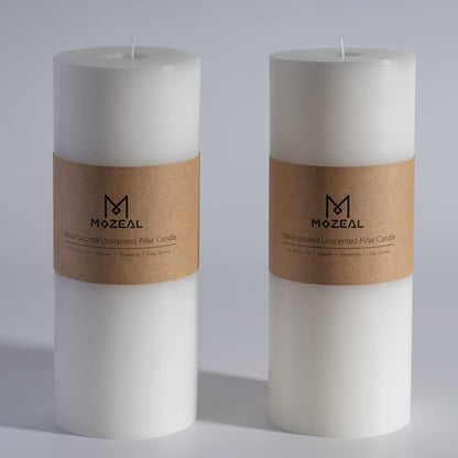 MOZEAL 3" x 4" Hand-Poured Unscented Candle,Dripless Pillar Candle Set of 3,Long Clean Burning,Approx 72 Hours Burn Time,Rustic Country Style,Wedding,Dinner,Christmas and Home Decor,White