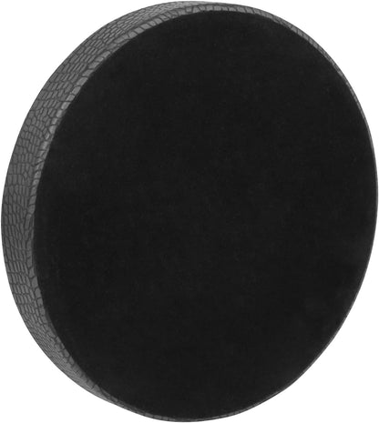 HofferRuffer Round Serving Tray 20'', Elegant Faux Leather Circle Ottoman Table Tray, Serve Tea Coffee Breakfast in Bedroom Living Room Kitchen (Brown)