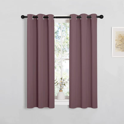 NICETOWN Halloween Pitch Black Solid Thermal Insulated Grommet Blackout Curtains/Drapes for Bedroom Window (2 Panels, 42 inches Wide by 63 inches Long, Black) - Colors E