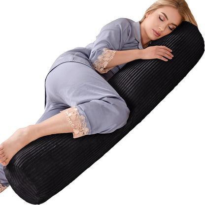 1 MIDDLE ONE Body Pillow for Adults, Bolster Pillow with Removable Velvet Cover, Long Round Cervical Roll Pillow, 47 x 7.87 Inches, Grey
