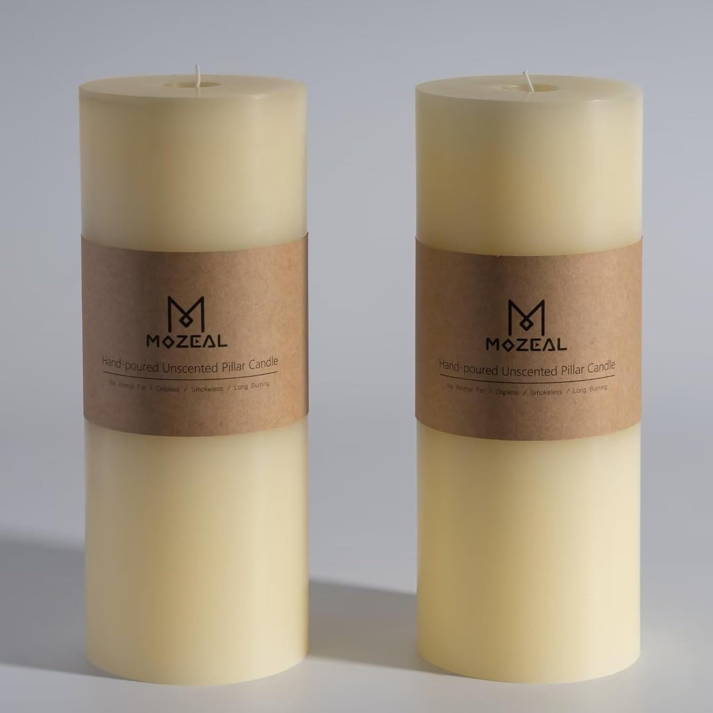 MOZEAL 3" x 4" Hand-Poured Unscented Candle,Dripless Pillar Candle Set of 3,Long Clean Burning,Approx 72 Hours Burn Time,Rustic Country Style,Wedding,Dinner,Christmas and Home Decor,White