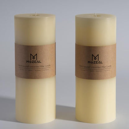 MOZEAL 3" x 4" Hand-Poured Unscented Candle,Dripless Pillar Candle Set of 3,Long Clean Burning,Approx 72 Hours Burn Time,Rustic Country Style,Wedding,Dinner,Christmas and Home Decor,White