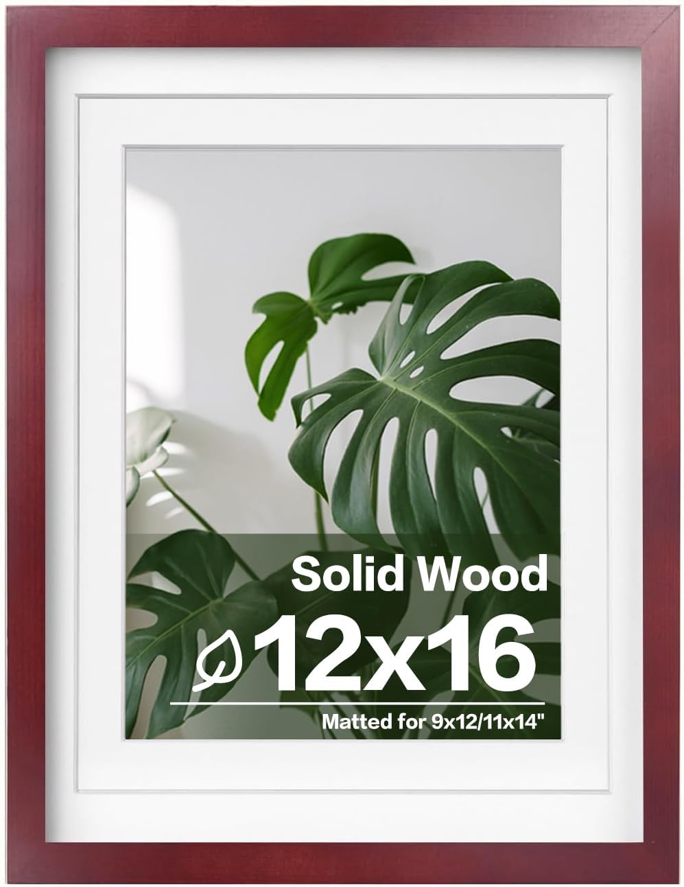 Egofine 12x16 Picture Frame Black, Covered by Plexiglass Made of Solid Wood, Display Pictures 9x12 and 11x14 with Mat or 12x16 Without Mat, for Wall Mounting Photo Frame - Colors A