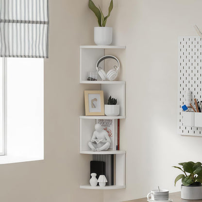5-Tier Floating Corner Shelf Wall Mount, Heavy Duty Wall Corner Bookshelf, Multi-Purpose Plant Display Shelf for Bedroom Living Room Bathroom Home Office, (Black)
