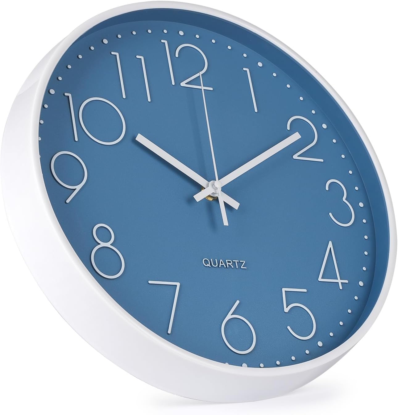 Wall Clock 12 Inch Non-Ticking Silent Modern Simple Style Round Decor Clock Gold Stereoscopic Dial Quartz Wall Clocks for Home/Office/School/Living Room/Bedroom/Kitchen