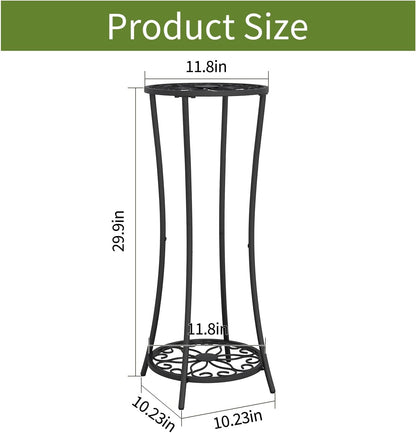 YINMIT Plant Stand Indoor,2 Tier Round Potted Holder Rack,Flower Pot Stand Shelf,Round Supports Rack,Corner Plant Shelf for Balcony Garden Patio Living Room,Brown
