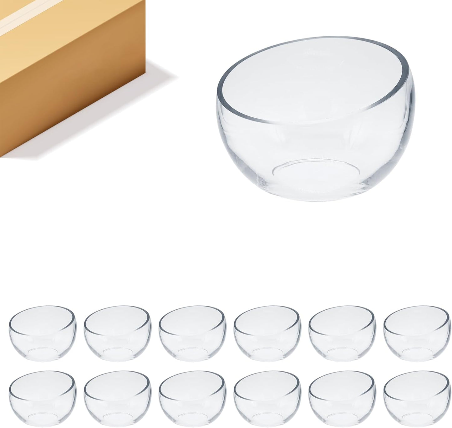 WGVI Clear Slant Cut Bowl Glass Vase, Glass Terrarium, Candy Dish, Glassware, Slant Open: 7". Height: 6" x 2.7". Base: 4" (1 Piece)