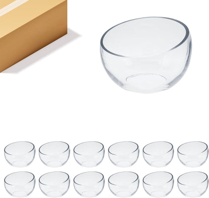 WGVI Clear Slant Cut Bowl Glass Vase, Glass Terrarium, Candy Dish, Glassware, Slant Open: 7". Height: 6" x 2.7". Base: 4" (1 Piece)