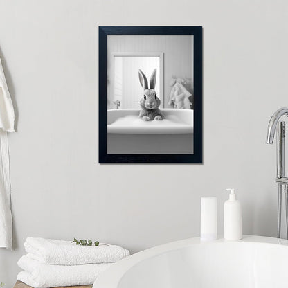 Bathroom Picture Wall Decor, Framed Black and White Bathroom Wall Art, Toilet Paper in Little Funny Raccoon's Hand Animal Canvas Print Painting