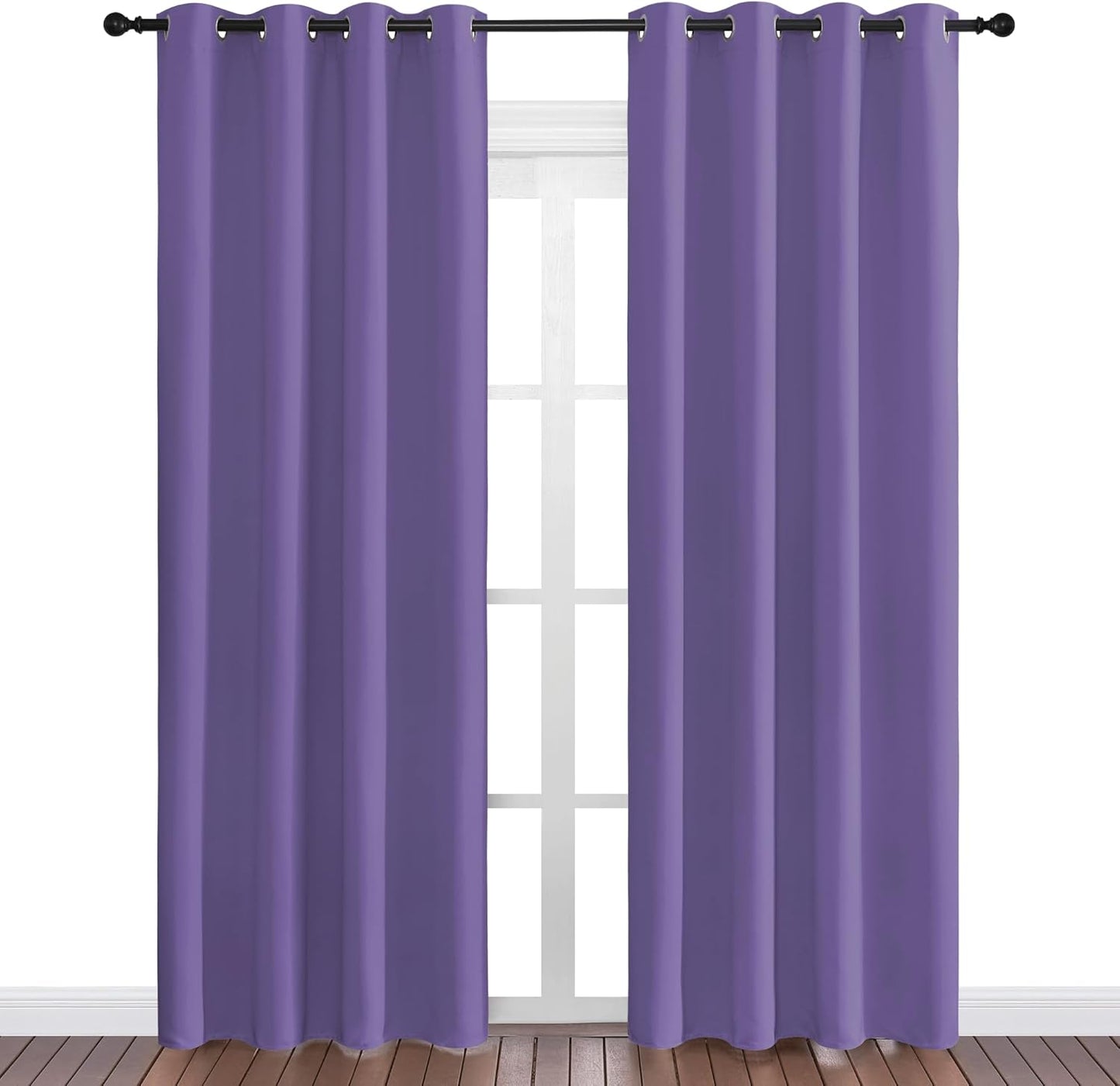 NICETOWN Halloween Pitch Black Solid Thermal Insulated Grommet Blackout Curtains/Drapes for Bedroom Window (2 Panels, 42 inches Wide by 63 inches Long, Black) - Colors D