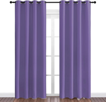 NICETOWN Halloween Pitch Black Solid Thermal Insulated Grommet Blackout Curtains/Drapes for Bedroom Window (2 Panels, 42 inches Wide by 63 inches Long, Black) - Colors D