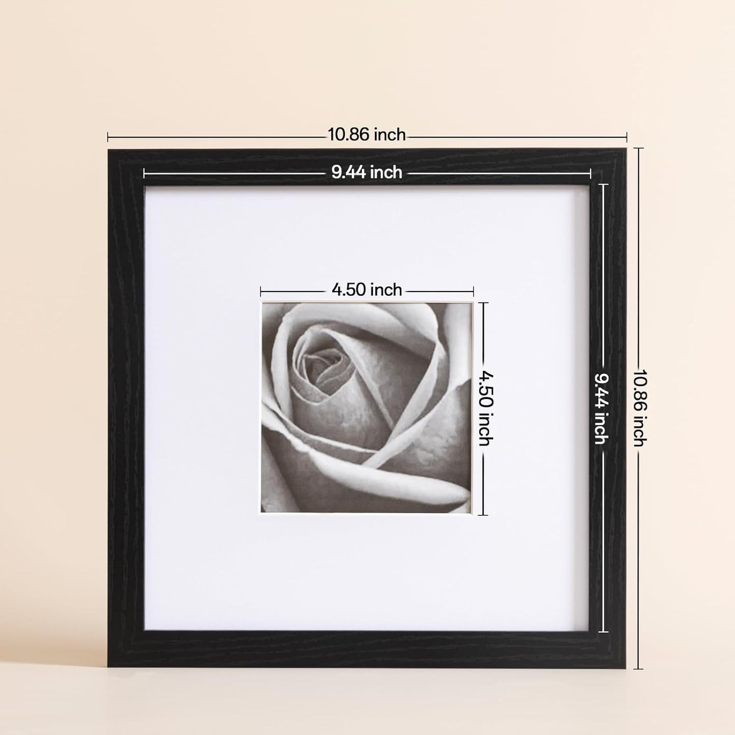 eletecpro 12x12 Picture Frames Set of 9 with Clear Acrylic Cover, Display 8x8 Photos with Mat or 12x12 Without, Classic and Sturdy Square Collage Gallery Wall Decor, Easy Wall Mount, Black