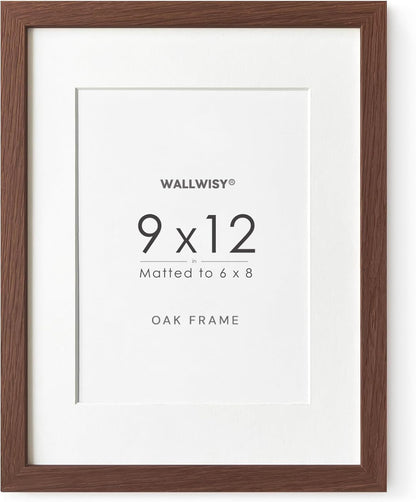 5x7 Picture Frame, Solid Oak Wood 5 x 7 Photo Frame with Mat to 4x6, 7x5 Picture Frames for Wall and Tabletop Display, (Walnut Set of 1)