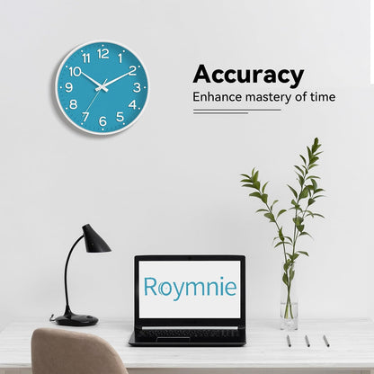 Roymnie Wall Clock Green, Silent Wall Clocks Battery Operated 8 Inch-Modern Non Ticking Analog Clock Decorative for Kitchen Office Bathroom Bedroom(Gold)