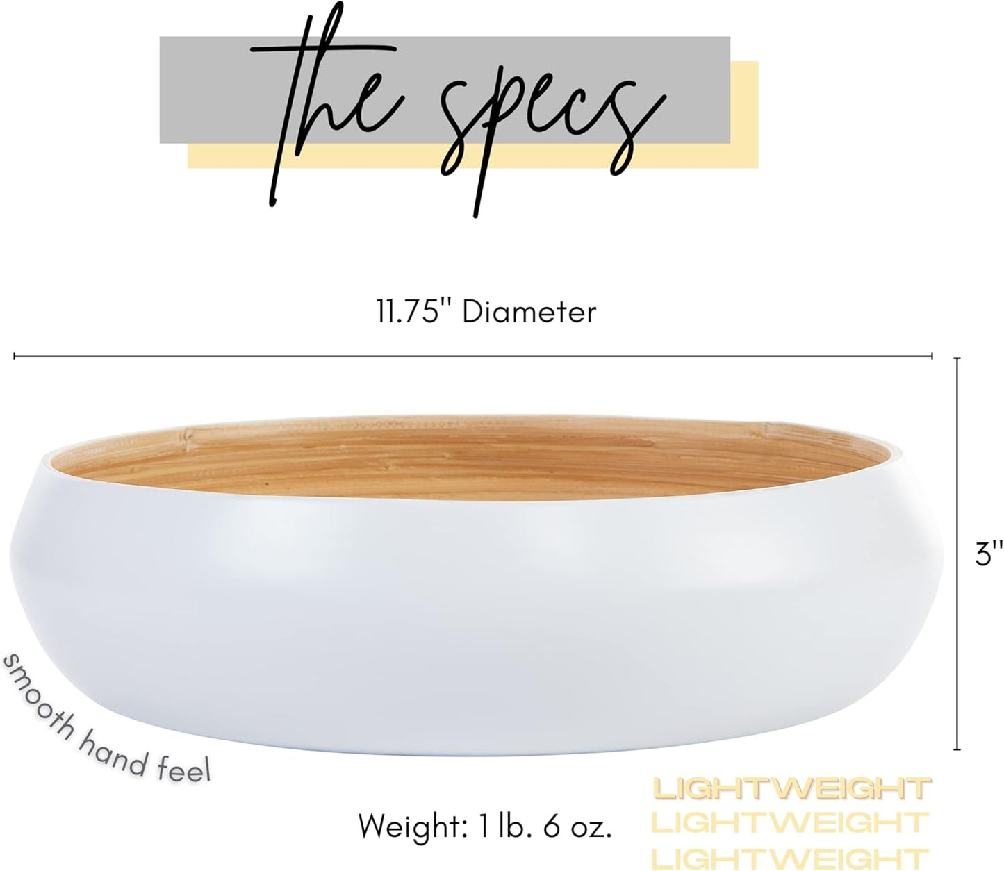 Fruit Bowl for Kitchen Counter – Handmade Spun Bamboo, Large 11.75" Fruit Basket, Eco-Friendly Decorative Serving Bowl for Home Decor, Produce Storage & Centerpiece (Gray)