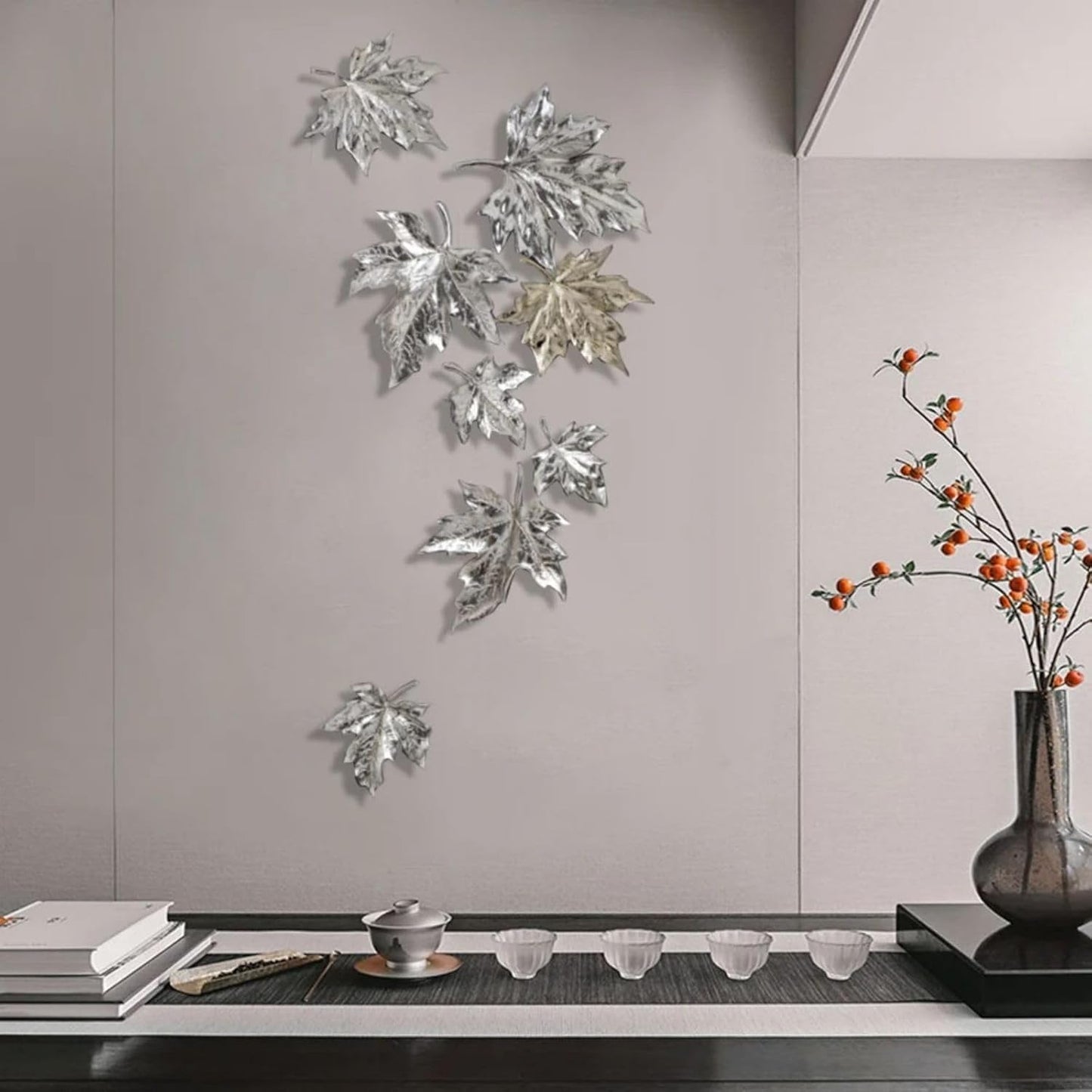 homary Large Metal Wall Art – 47.2" Modern 3D Abstract Geometric Overlapping Design, Iron Wall Decor for Living Room, Dining Room, Office