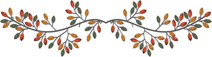 Hotop 2 Pieces Metal Tree Leaf Wall Decor Vine Olive Branch Leaf Wall Art Wrought Iron Scroll Sculptures Above the Bed, Living Room, Outdoor Decoration (Classic Style,Black)