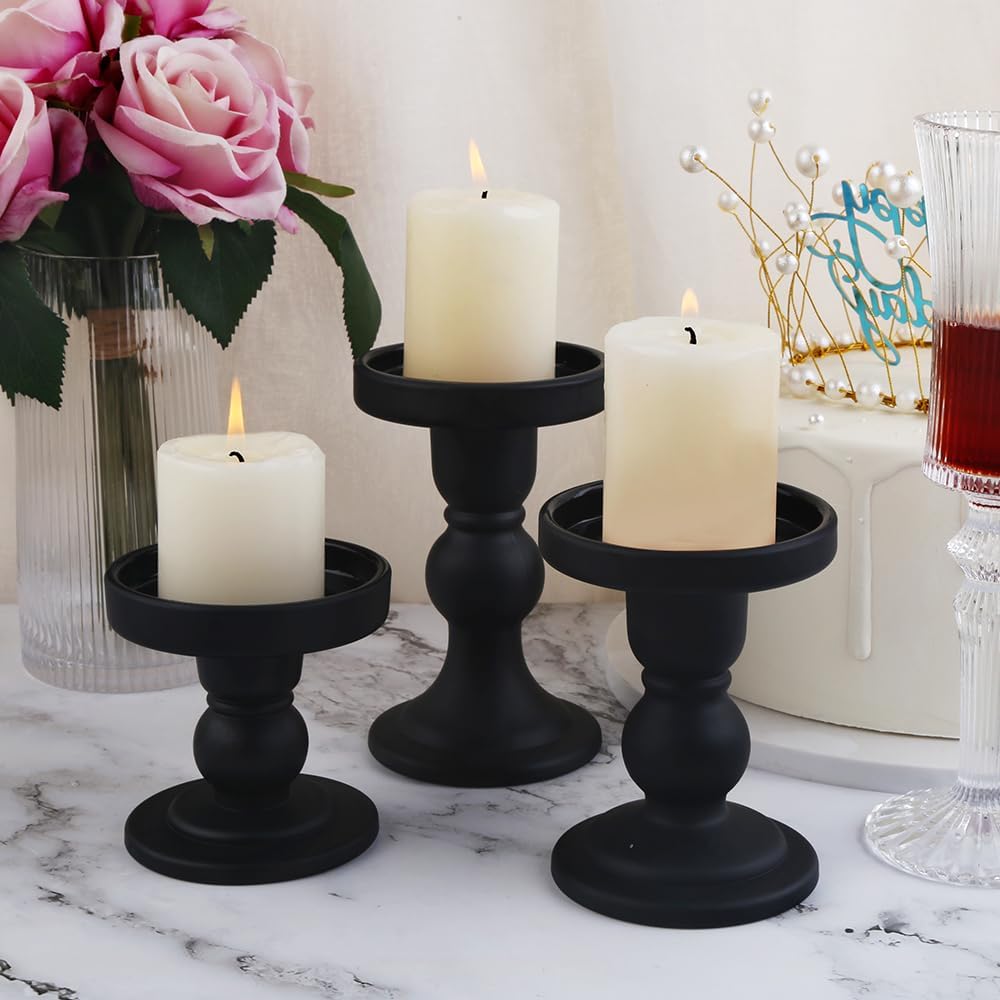 6-Piece Set of Glass Candlestick, Crystal Candlestick Holder Holder and Conical Candle, Christmas Candle Holder Decoration, Family Living Room Wedding Candle Holder (Clear 2sets)