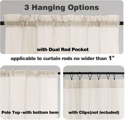Chyhomenyc Sheer White Valances for Windows 2 Pack, Small Window Curtains for Living Room Bathroom Cafe Laundry Basement, Modern Top Dual Rod Pocket Voile Curtain, 42W x 14L inches, White - Colors A