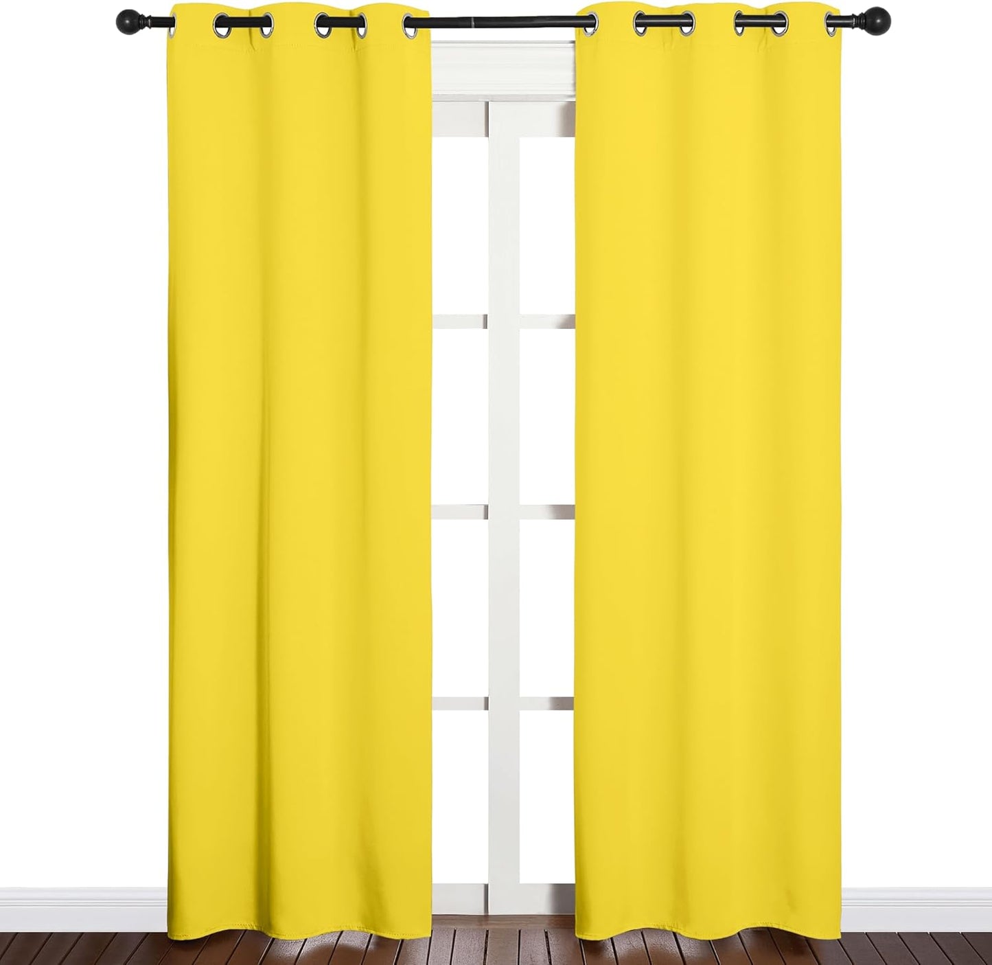 NICETOWN Halloween Pitch Black Solid Thermal Insulated Grommet Blackout Curtains/Drapes for Bedroom Window (2 Panels, 42 inches Wide by 63 inches Long, Black) - Colors C