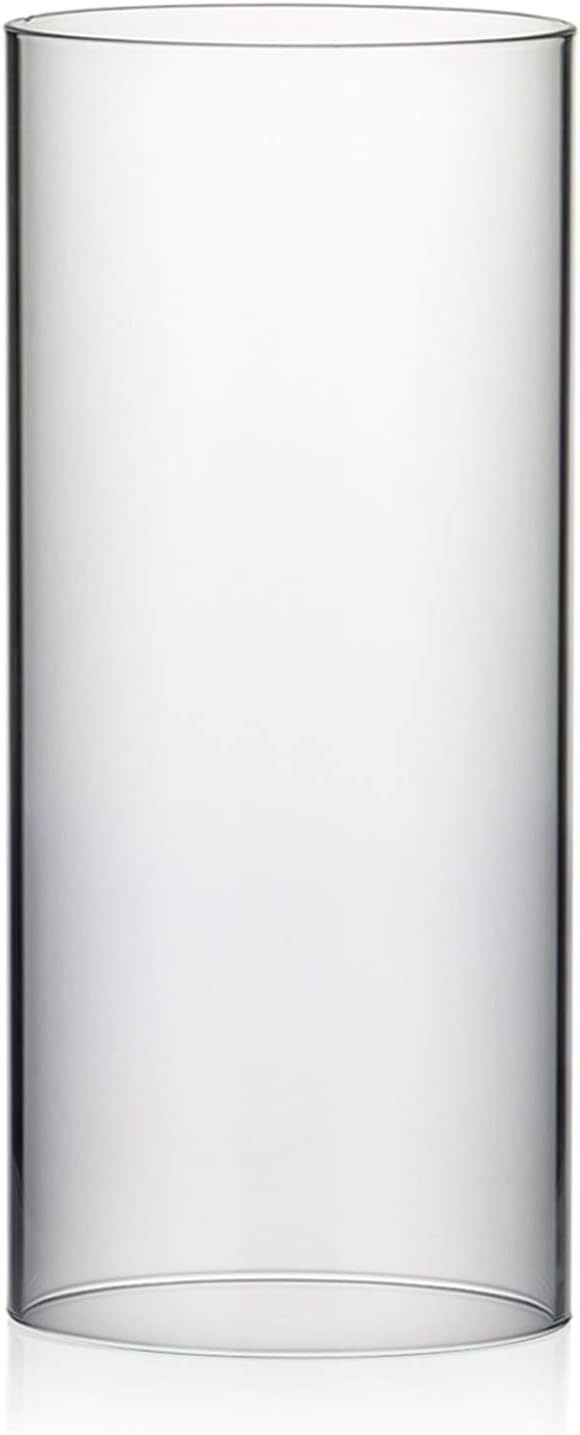 WGVI Hurricane Candle Holder Sleeve, Wide 4", Height 8", Clear Glass Cylinder Candleholder, Chimney Tube, Open Ended Candle Shade, 1 Piece - Colors B